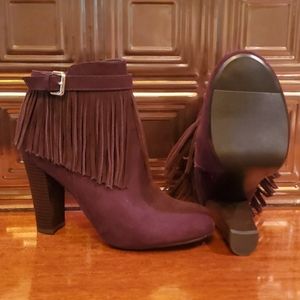 Material Girl Fringe Boots|Color: Wine|Size: 8.5